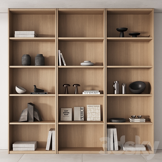 203 bookcase and rack 06 minimal wood with decor 01 3DSMax File - thumbnail 2