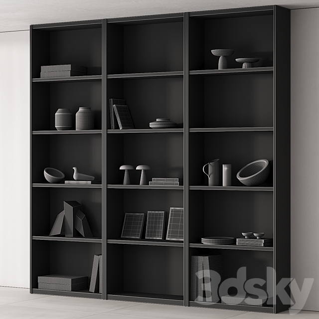 203 bookcase and rack 06 minimal wood with decor 01 3DSMax File - thumbnail 7