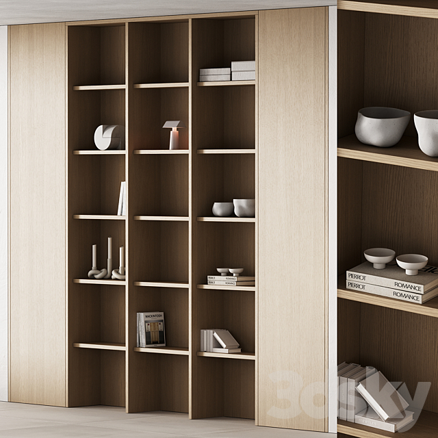 477 bookcase and rack 10 japandi wood with decor 02 3ds Max - thumbnail 2