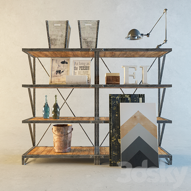 Antique style bookcase Industry 3DSMax File - thumbnail 1