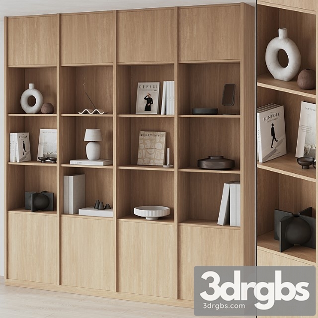 Big bookcase with modern decor 2 3dsmax Download - thumbnail 1