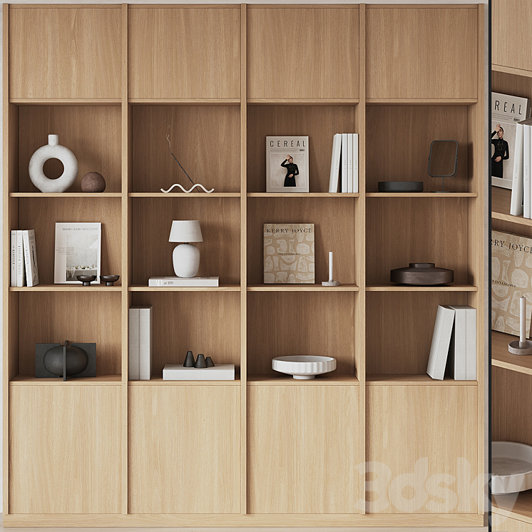 Big Bookcase with Modern Decor 3DS Max Model - thumbnail 2