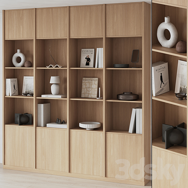 Big Bookcase with Modern Decor 3DSMax File - thumbnail 1