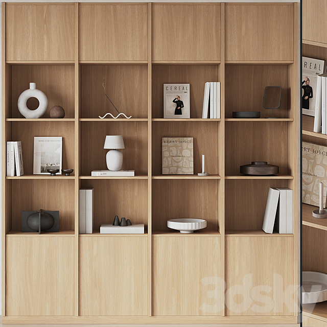 Big Bookcase with Modern Decor 3DSMax File - thumbnail 2