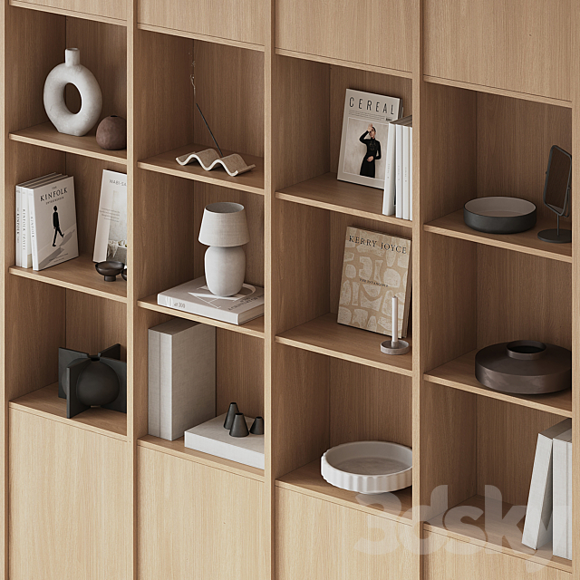 Big Bookcase with Modern Decor 3DSMax File - thumbnail 3