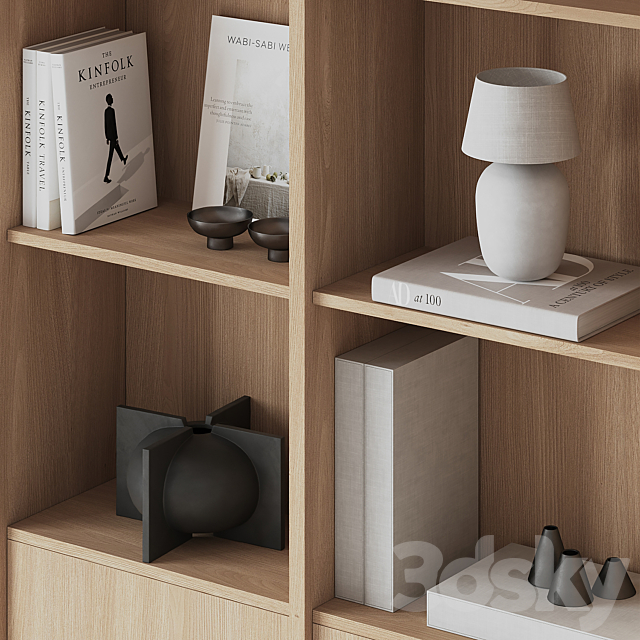 Big Bookcase with Modern Decor 3DSMax File - thumbnail 4