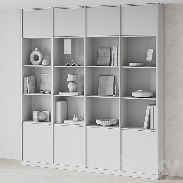 Big Bookcase with Modern Decor 3DSMax File - thumbnail 5