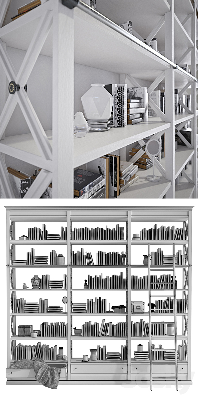 Bookcase 3DS Max Model - thumbnail 3