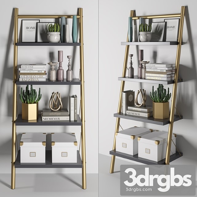 Bookcase decor set 1 2 3dsmax Download - thumbnail 1