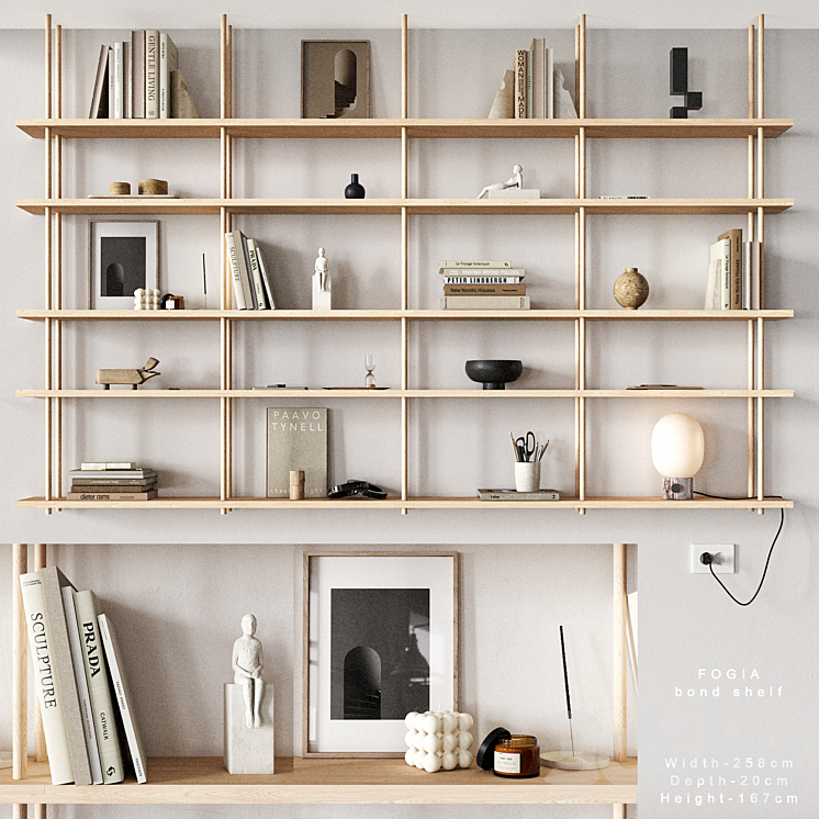 Bookcase FOGIA 3DS Max Model - thumbnail 1