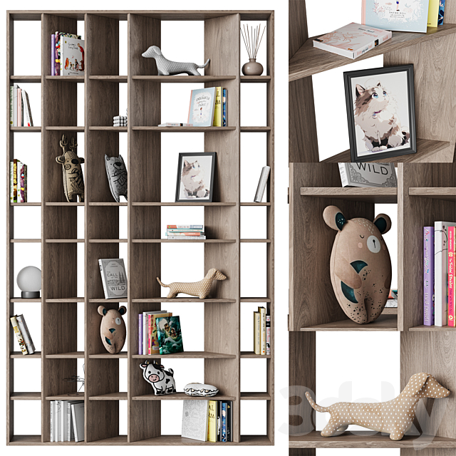 Bookcase for childrens room 2 3ds Max - thumbnail 1