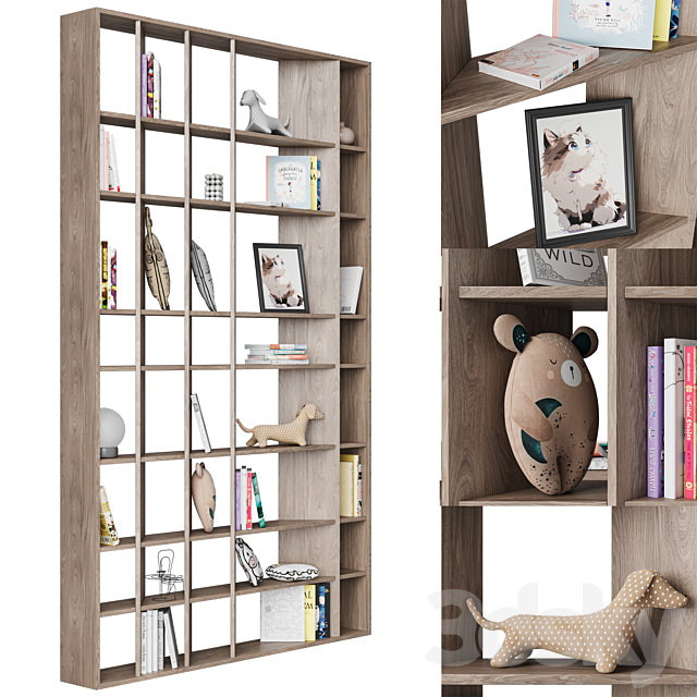 Bookcase for childrens room 2 3ds Max - thumbnail 3