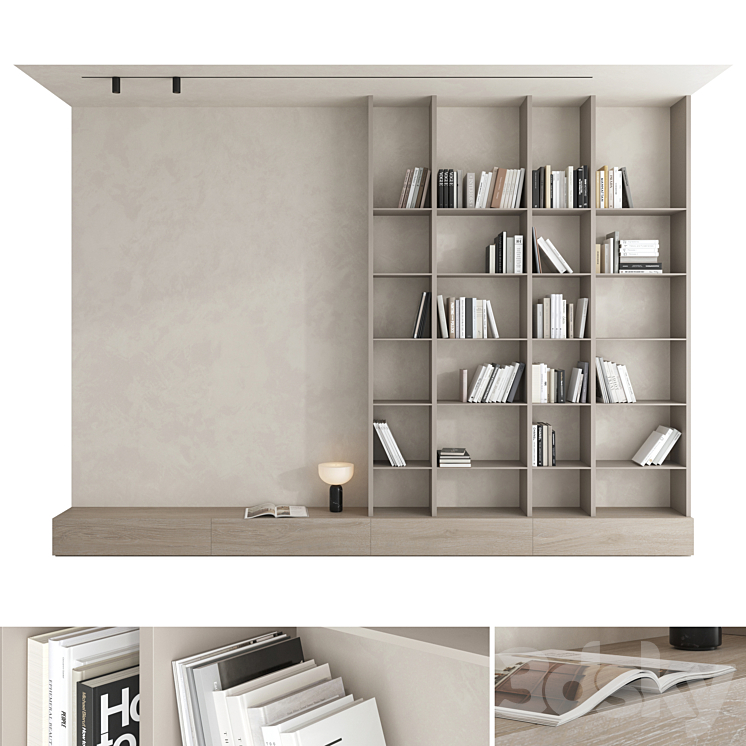 Bookcase set 01 3DS Max Model - thumbnail 1