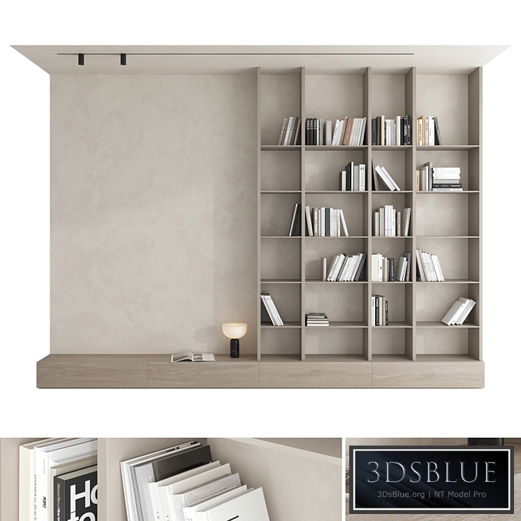 Bookcase set 01 3DS Max - thumbnail 3