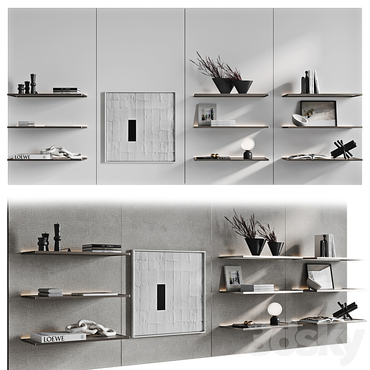 Bookcase Shelf Modern 3DS Max Model - thumbnail 3