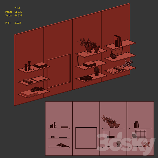 Bookcase Shelf Modern 3DSMax File - thumbnail 7