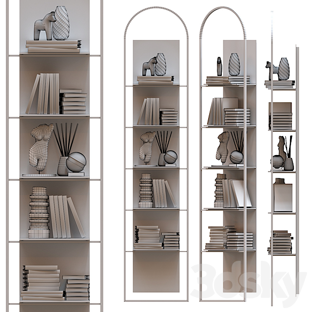 Bookcase Uffizio 3DS Max Model - thumbnail 4