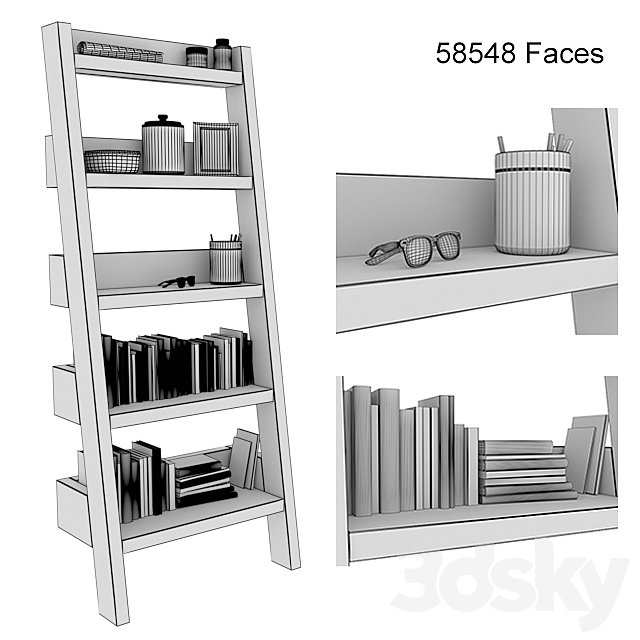 Bookshelf 3DS Max Model - thumbnail 3