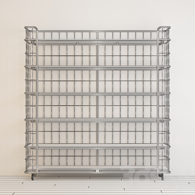 Circa 1900 Caged Baker’s Rack Wide Single Shelving 3DS Max Model - thumbnail 2