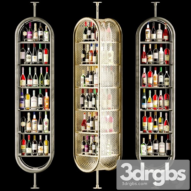 Contemporary Shelf In A Restaurant With Alcohol 3dsmax Download - thumbnail 1