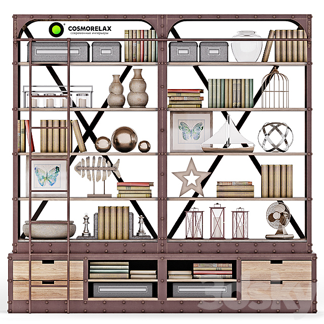 Cosmorelax \\ Shelving shelves (VT10967-01) + Decorative set LOFT 3ds Max - thumbnail 1