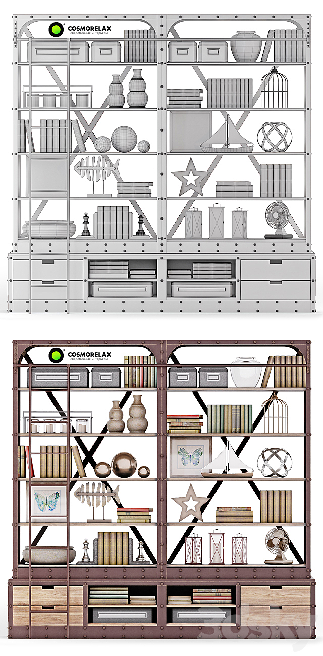 Cosmorelax \\ Shelving shelves (VT10967-01) + Decorative set LOFT 3ds Max - thumbnail 3