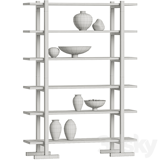 Crate & Barrel – Haldeman Pine Wood Open Shelf 3DSMax File - thumbnail 5