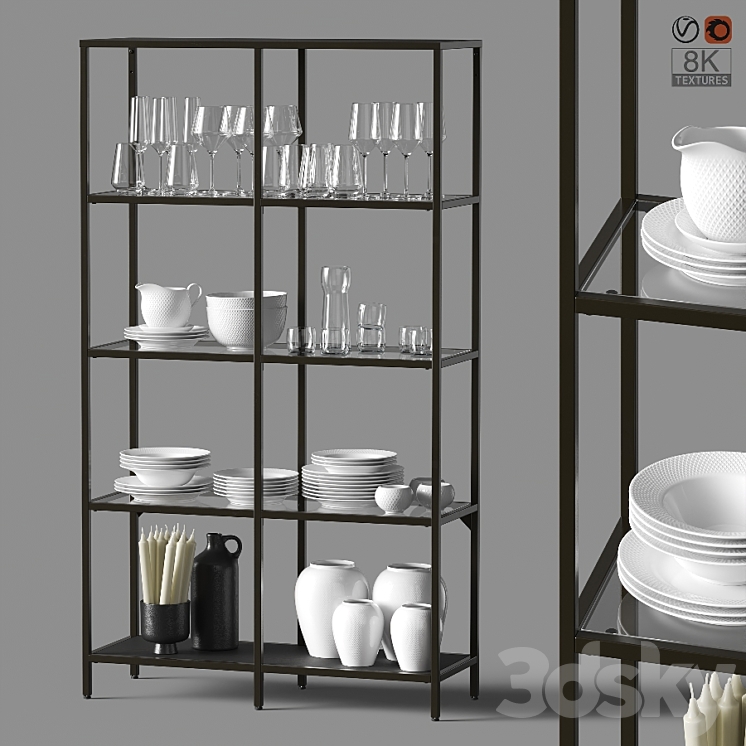 Сupboard with dishes 3DS Max - thumbnail 1