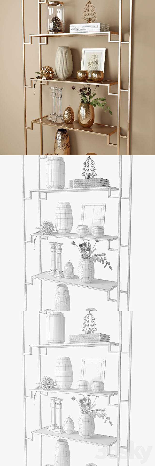 decor shelf set 3DS Max Model - thumbnail 3