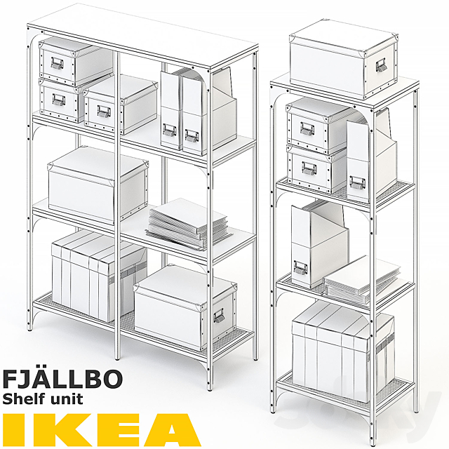 FJALLBO (FIELLBO) SHELF UNIT SET 3DS Max Model - thumbnail 3