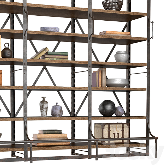 FRENCH LIBRARY WIDE RACK II 3DS Max Model - thumbnail 2