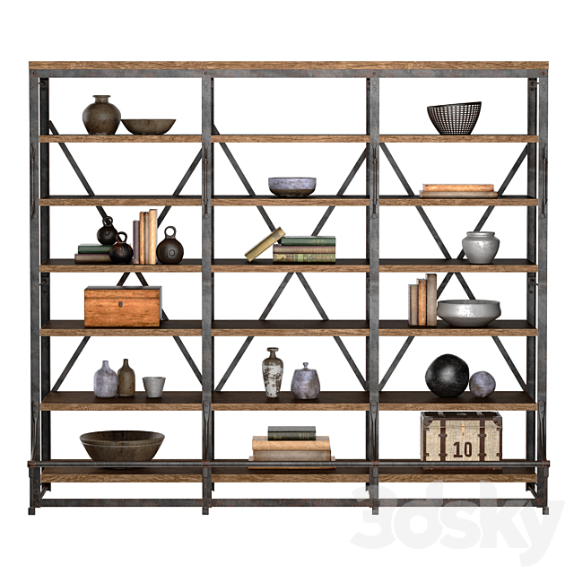 FRENCH LIBRARY WIDE RACK II 3DS Max Model - thumbnail 3