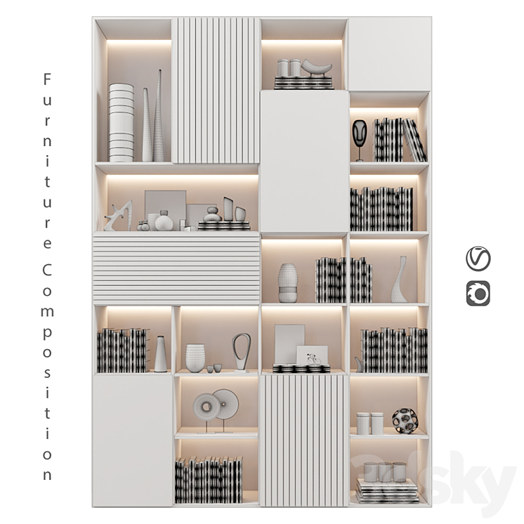 Furniture composition | 204 3DS Max Model - thumbnail 2