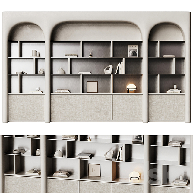 Gypsum shelving with curved shape and metal 3ds Max - thumbnail 1