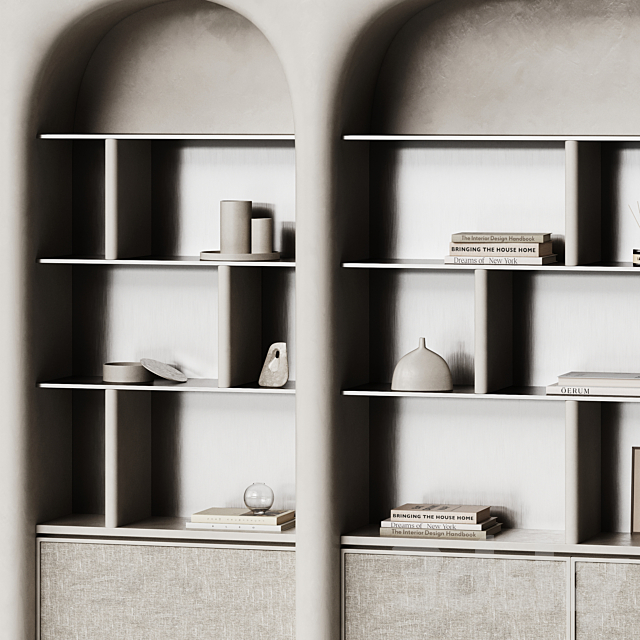 Gypsum shelving with curved shape and metal 3ds Max - thumbnail 3