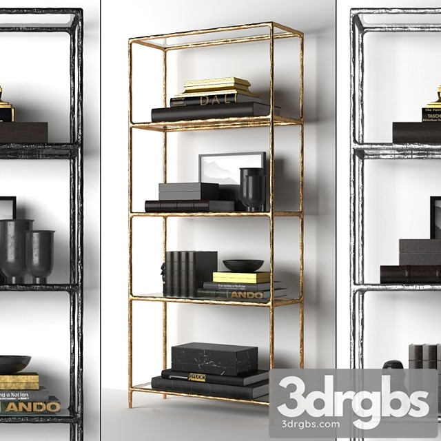 Haddeus forged brass & glass open shelving 2 3dsmax Download - thumbnail 1