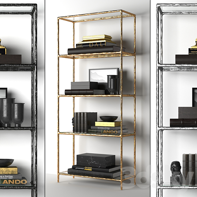 HADDEUS FORGED BRASS & GLASS OPEN SHELVING 3ds Max - thumbnail 1