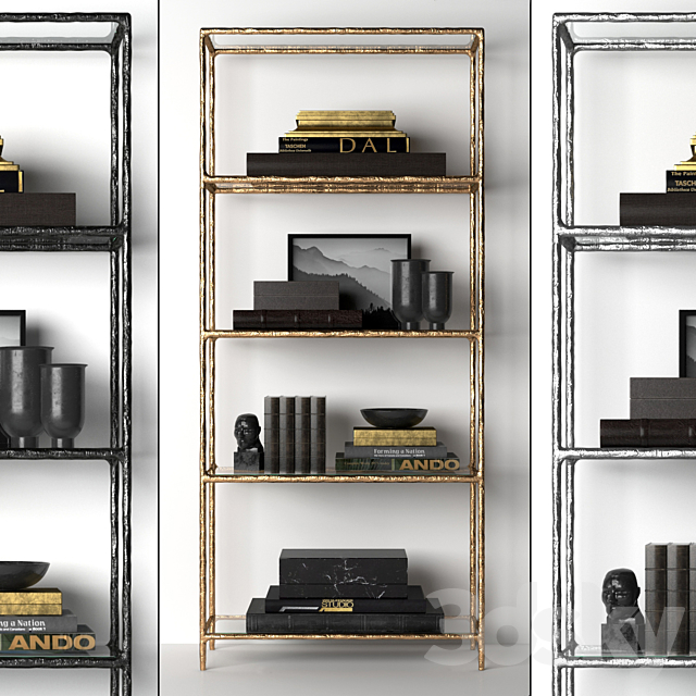 HADDEUS FORGED BRASS & GLASS OPEN SHELVING 3ds Max - thumbnail 2