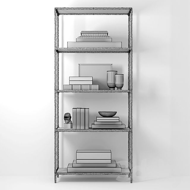 HADDEUS FORGED BRASS & GLASS OPEN SHELVING 3ds Max - thumbnail 3