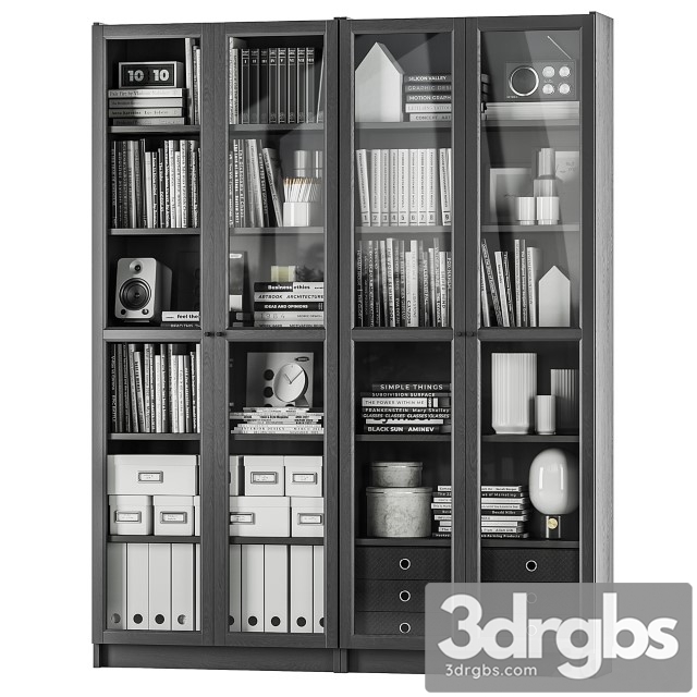 Ikea Billy Oxberg Bookcase 3dsmax Download - thumbnail 1