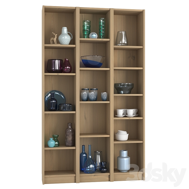 IKEA BILLY Shelving unit with decorative elements 3DS Max - thumbnail 2