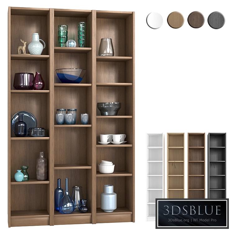 IKEA BILLY Shelving unit with decorative elements 3DS Max - thumbnail 3