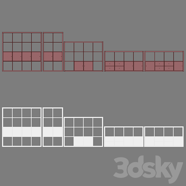 Ikea Kallax Set 3DS Max Model - thumbnail 7