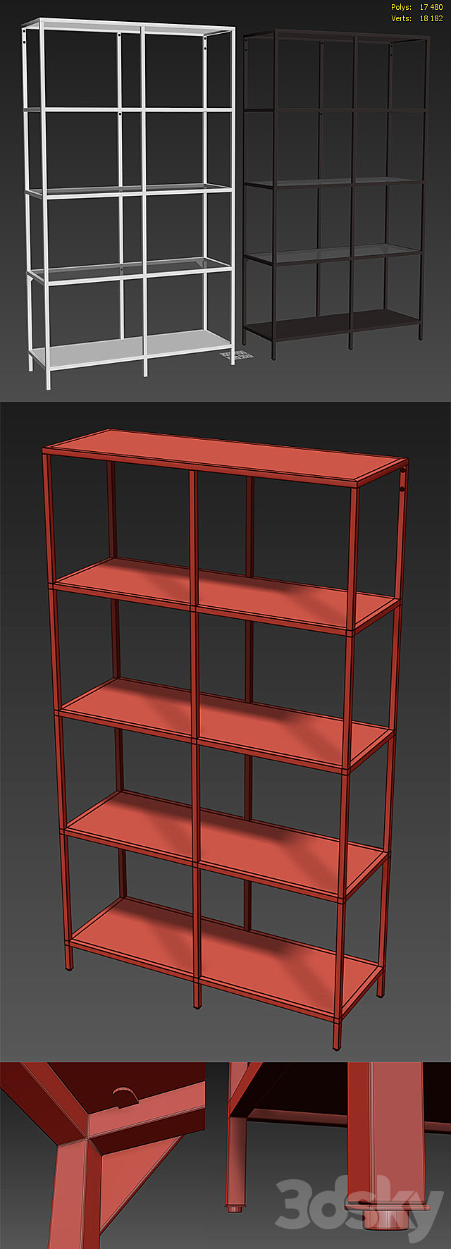 IKEA VITTSJO Shelf unit medium 3DSMax File - thumbnail 3