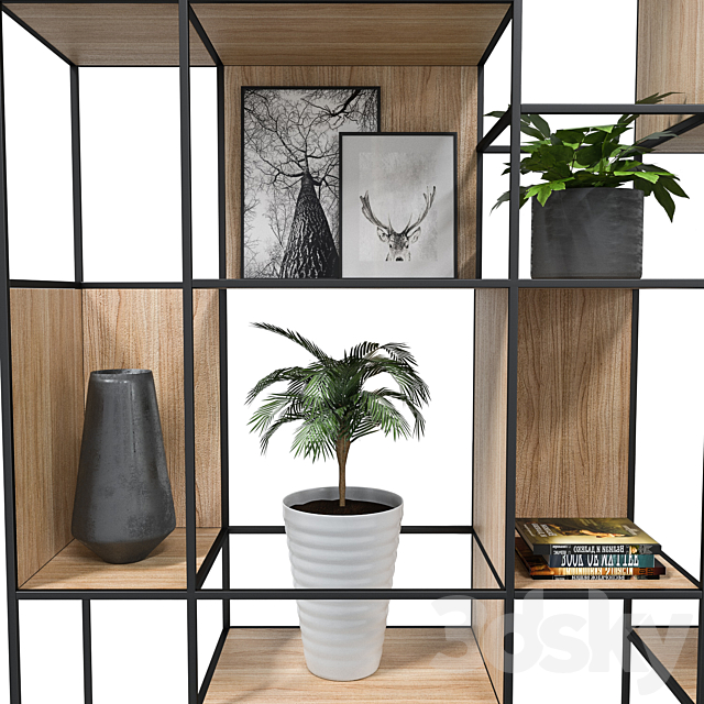 Loft shelving unit 3DS Max Model - thumbnail 2