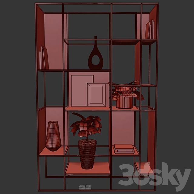 Loft shelving unit 3DS Max Model - thumbnail 3