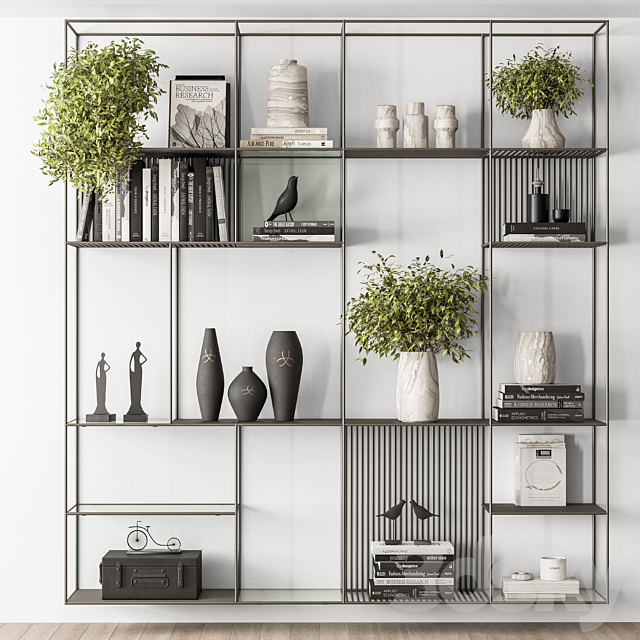 Metal Shelves Decorative with plant – Rack Set 10 3DSMax File - thumbnail 1