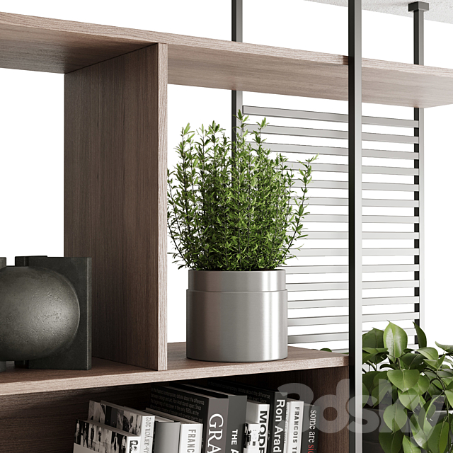 Metal Shelves Decorative With Plants and Book – Wooden Rack 01 3DSMax File - thumbnail 4