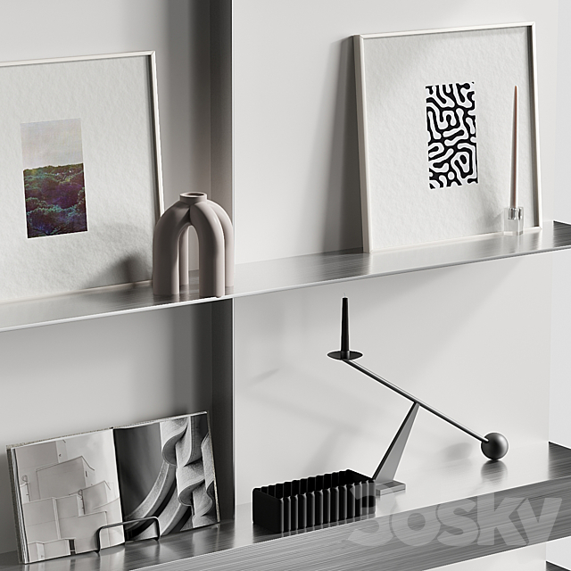 Metallic shelf with 101 cph decor 012 3DS Max Model - thumbnail 4