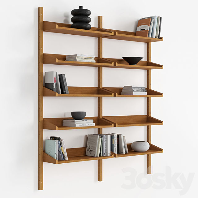 Mid Century Bookshelf 3ds Max - thumbnail 2